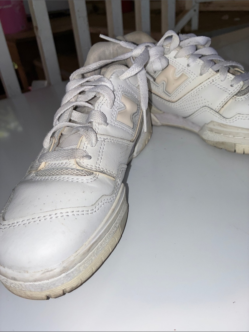 New Balance Cream White Low-Top Sneakers